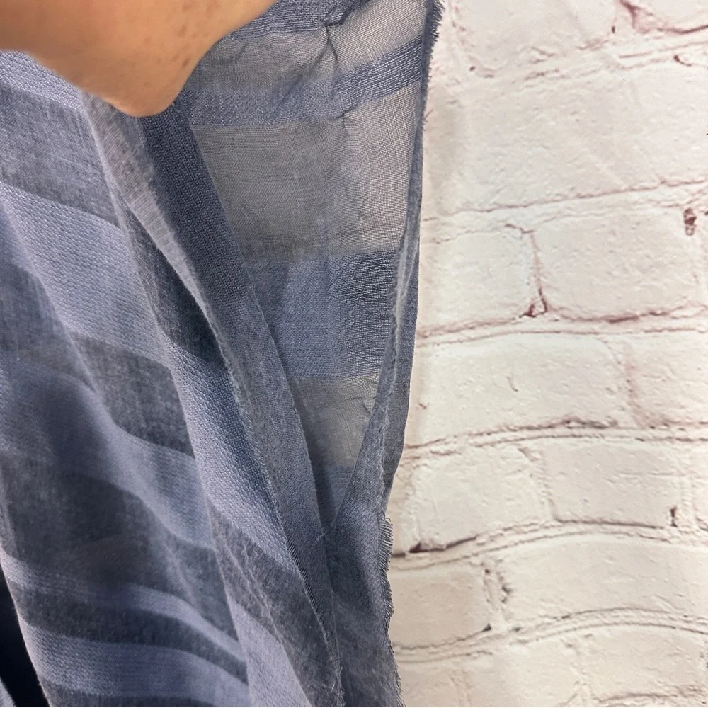 Striped oversized Gray denim blue Kimono Cardigan cape shawl coverup lighweight